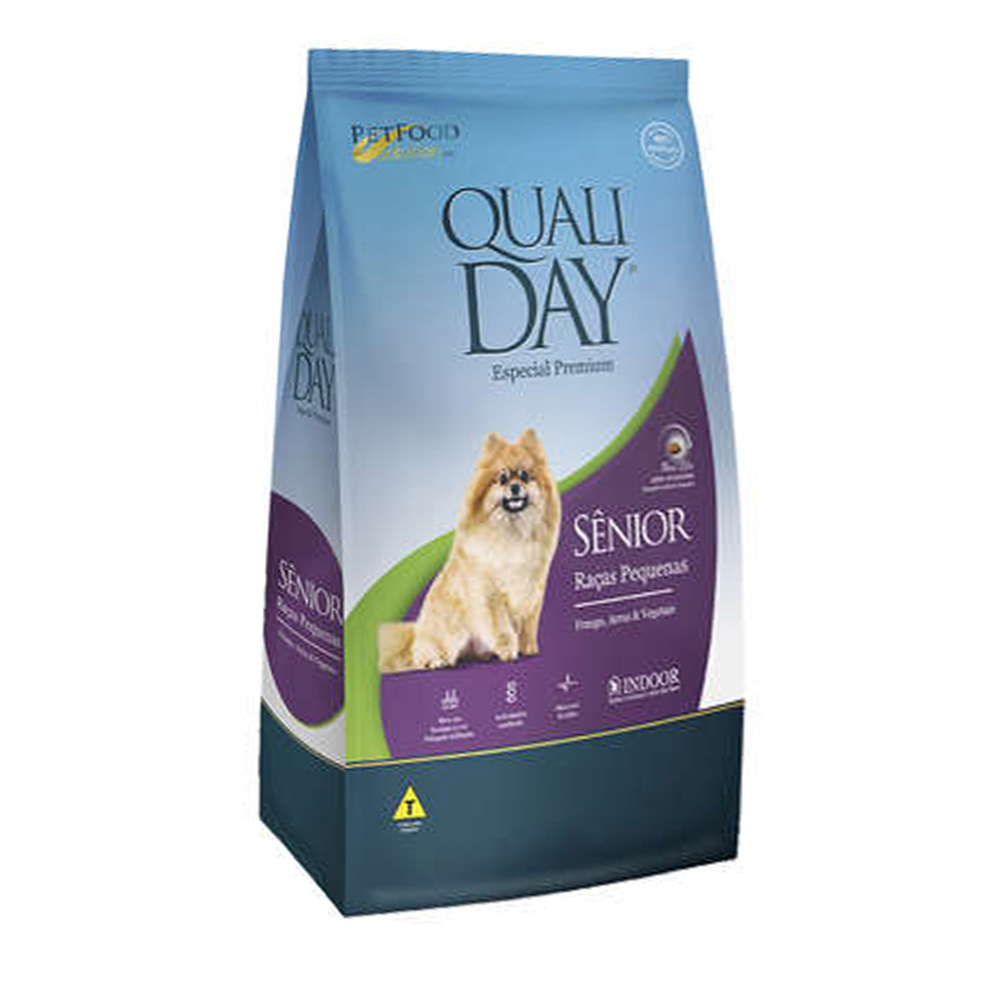 Ração Especial Premium Qualiday Adult Senior Raças Pequenas Frango, Arroz e Vegetais