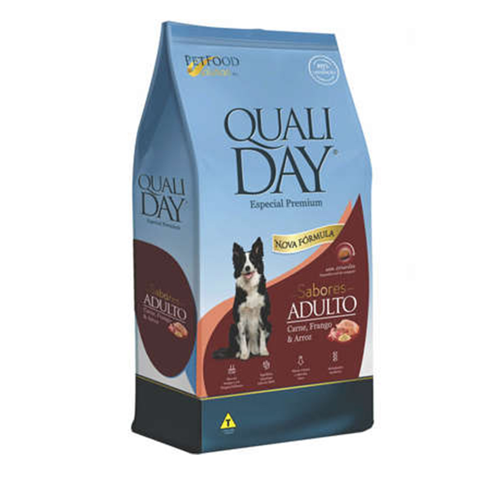 Ração Qualiday Especial Premium Carne, Frango e Arroz para Cães Adultos