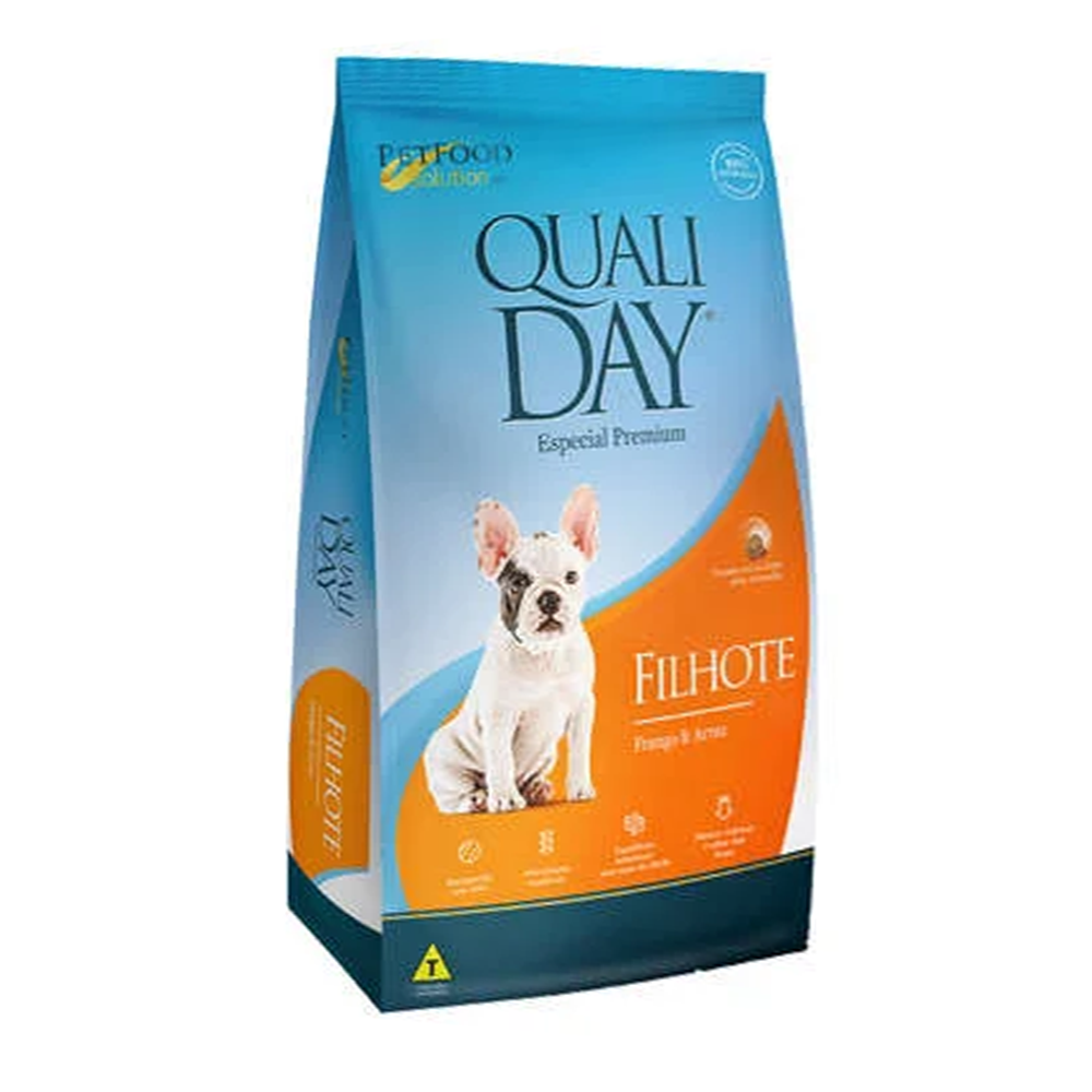 Ração Qualiday Especial Premium Filhote Frango e Arroz Raças Médias e Grandes