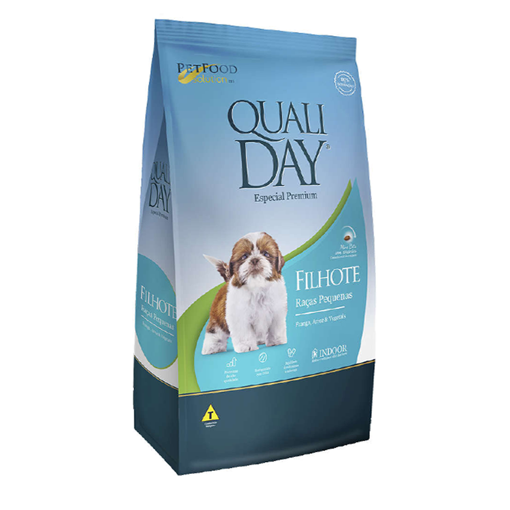 Ração Qualiday Especial Premium Filhote Raças Pequenas Frango, Arroz e Vegetais