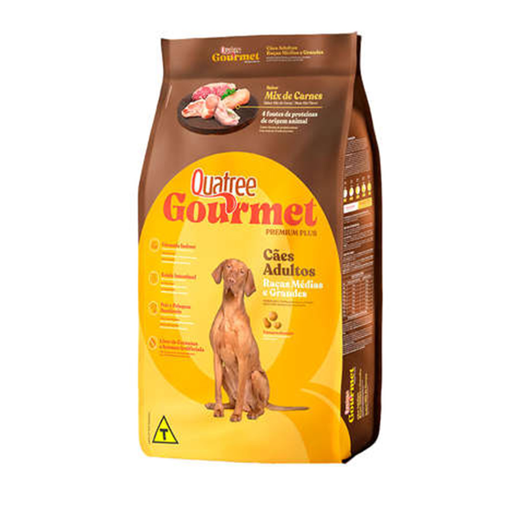 Ração Seca Quatree Gourmet Sem Corantes Cães Adultos Raças Médias e Grandes
