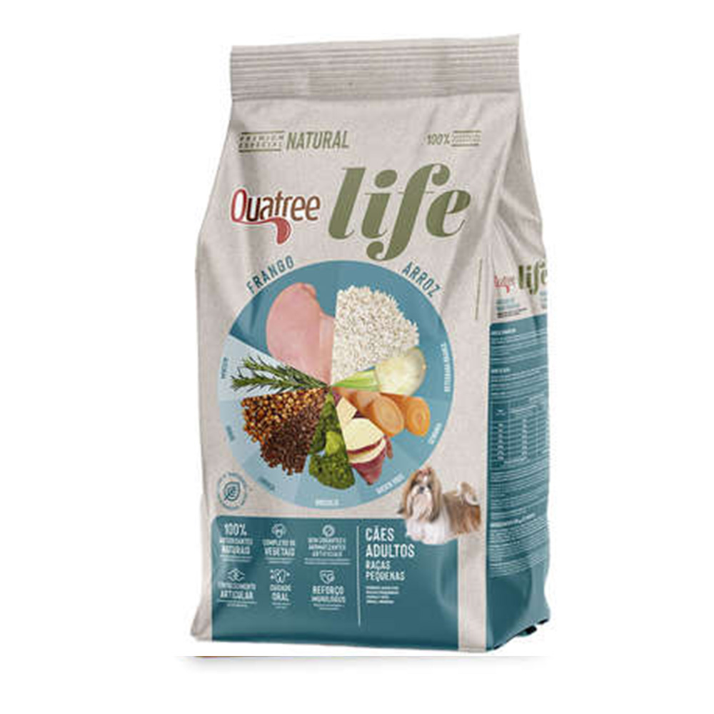 Ração Seca Quatree Life Frango e Arroz Cães Adultos Raças Pequenas